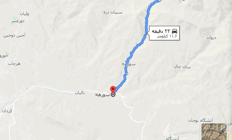مسیر رسیدن به روستای سنج مکانی دیدنی در استان البرز و کرج